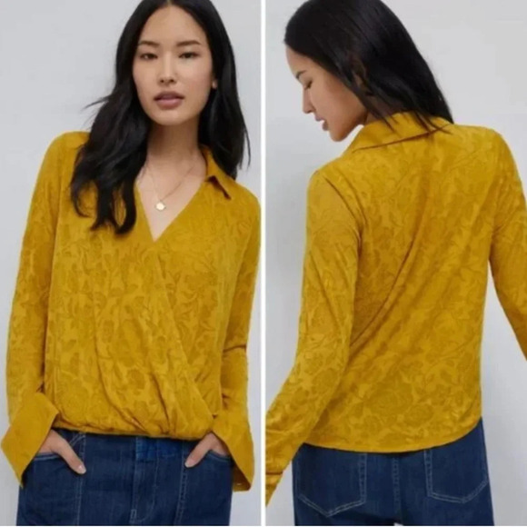 Maeve Yellow Long Sleeve Wrap Blouse - Picture 12 of 13